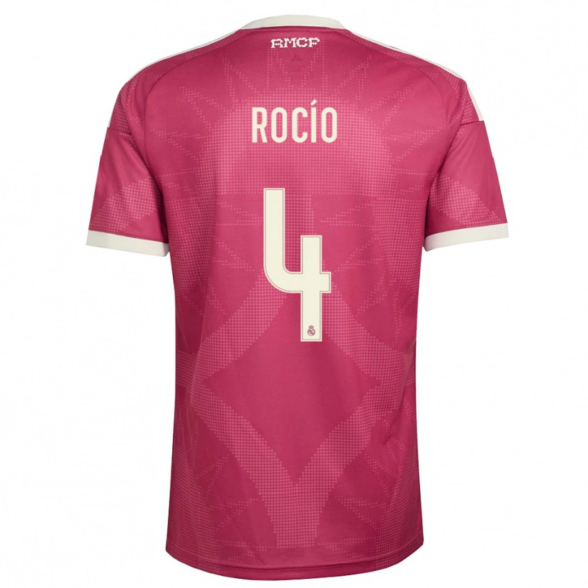 Danxen Niño Camiseta Rocío Gálvez #4 Rojo Violeta Pálido Blanco Equipación Tercera 2026/27 La Camisa