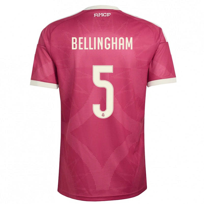 Danxen Niño Camiseta Jude Bellingham #5 Rojo Violeta Pálido Blanco Equipación Tercera 2026/27 La Camisa