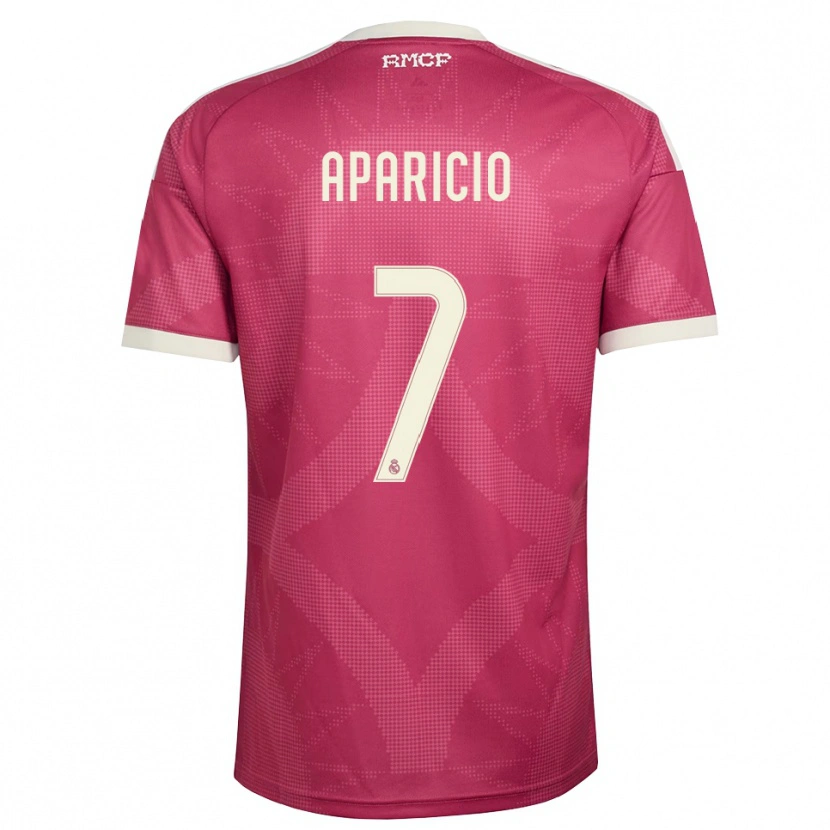 Danxen Niño Camiseta Esteban Aparicio #7 Rojo Violeta Pálido Blanco Equipación Tercera 2026/27 La Camisa