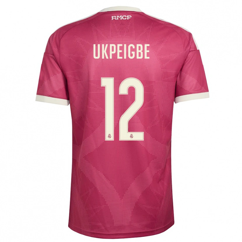 Danxen Niño Camiseta Melvin Ukpeigbe #12 Rojo Violeta Pálido Blanco Equipación Tercera 2026/27 La Camisa