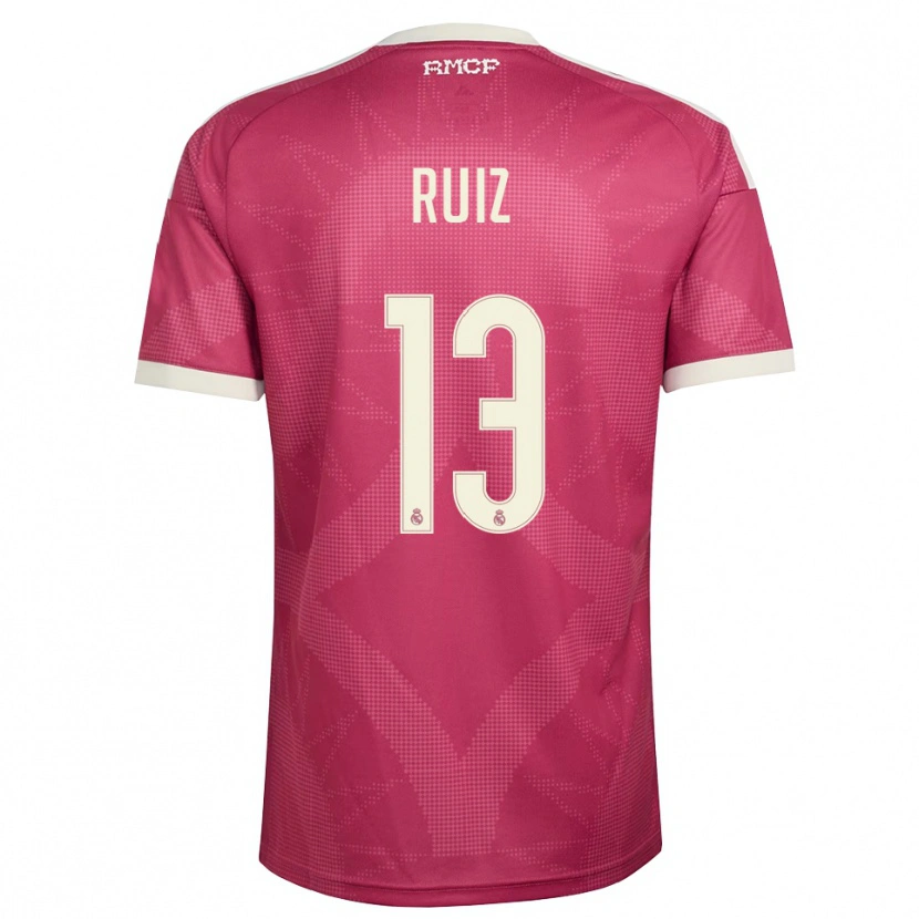 Danxen Niño Camiseta Guillermo Ruiz #13 Rojo Violeta Pálido Blanco Equipación Tercera 2026/27 La Camisa