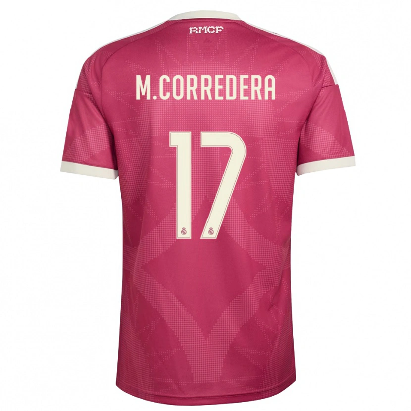 Danxen Niño Camiseta Marta Corredera #17 Rojo Violeta Pálido Blanco Equipación Tercera 2026/27 La Camisa