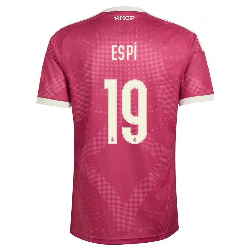 Danxen Niño Camiseta Carlos Espí #19 Rojo Violeta Pálido Blanco Equipación Tercera 2026/27 La Camisa