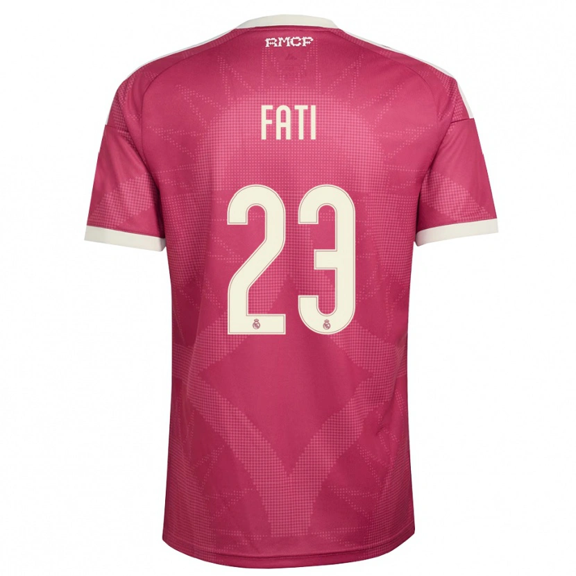 Danxen Niño Camiseta Lamini Fati #23 Rojo Violeta Pálido Blanco Equipación Tercera 2026/27 La Camisa