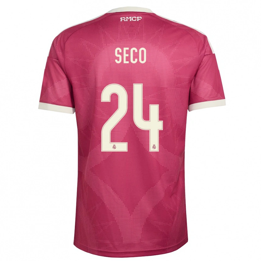 Danxen Niño Camiseta Ferran Seco #24 Rojo Violeta Pálido Blanco Equipación Tercera 2026/27 La Camisa