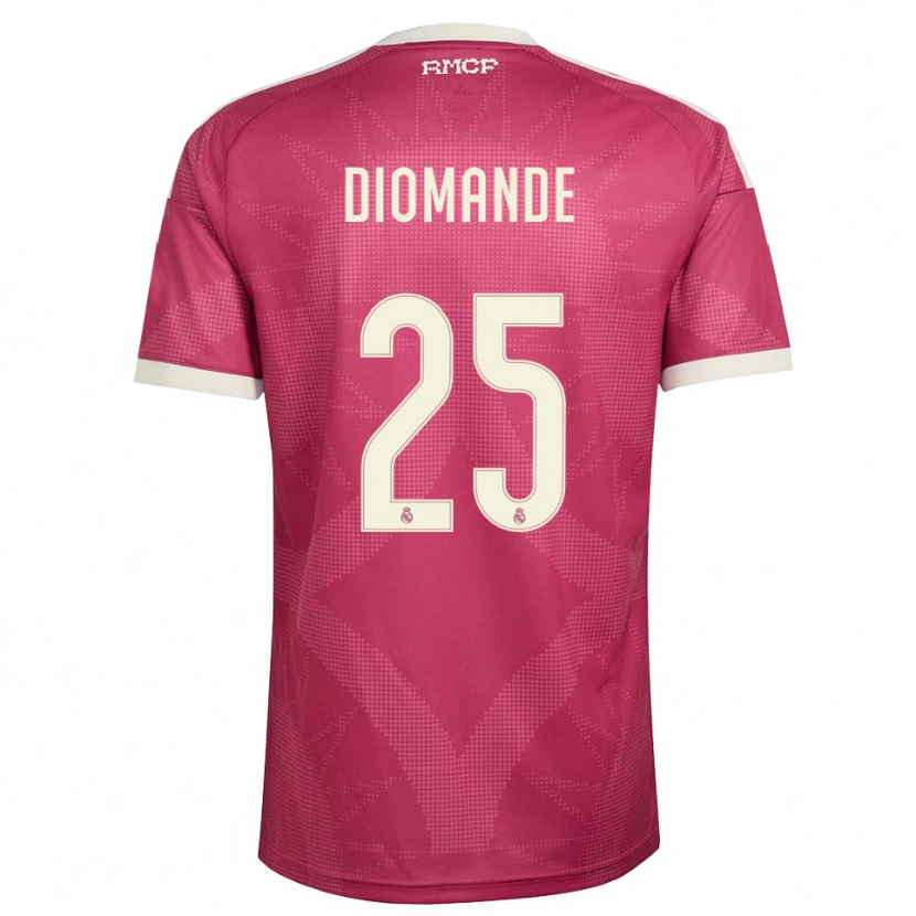 Danxen Niño Camiseta Yan Diomande #25 Rojo Violeta Pálido Blanco Equipación Tercera 2026/27 La Camisa