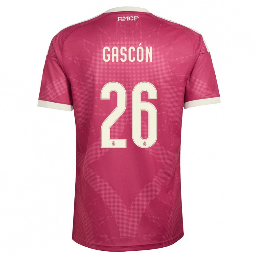 Danxen Niño Camiseta Ignacio Gascón #26 Rojo Violeta Pálido Blanco Equipación Tercera 2026/27 La Camisa