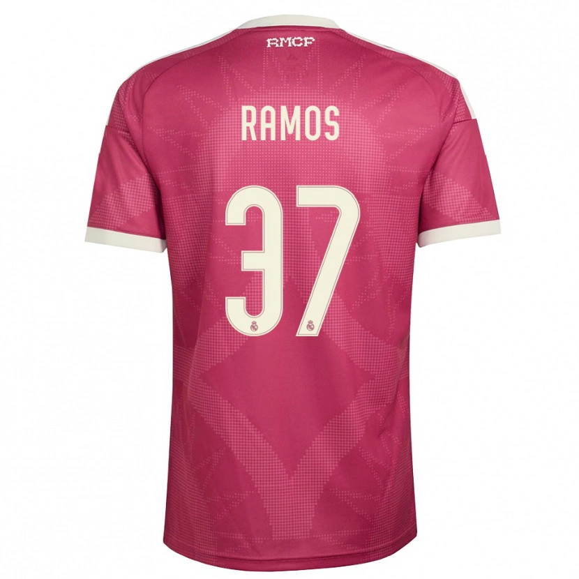 Danxen Niño Camiseta Yeremaiah Ramos #37 Rojo Violeta Pálido Blanco Equipación Tercera 2026/27 La Camisa