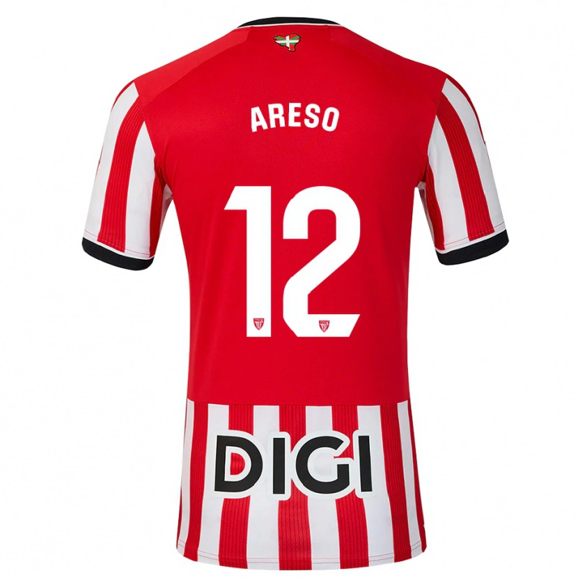 Danxen Hombre Camiseta Jesús Areso #12 Rojo Negro Blanco 1ª Equipación 2026/27 La Camisa