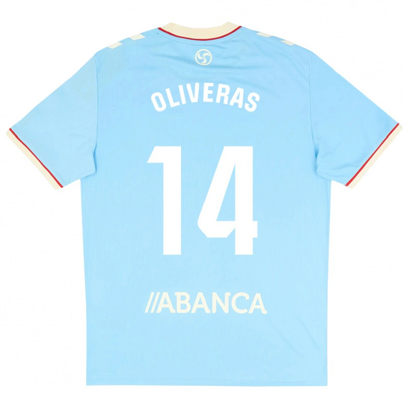 Danxen Hombre Camiseta Jan Oliveras #14 Azul Cielo Blanco Rojo 1ª Equipación 2026/27 La Camisa