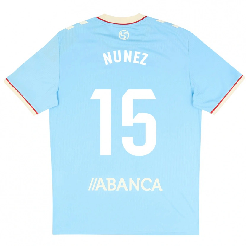 Danxen Hombre Camiseta Álvaro Núñez #15 Azul Cielo Blanco Rojo 1ª Equipación 2026/27 La Camisa