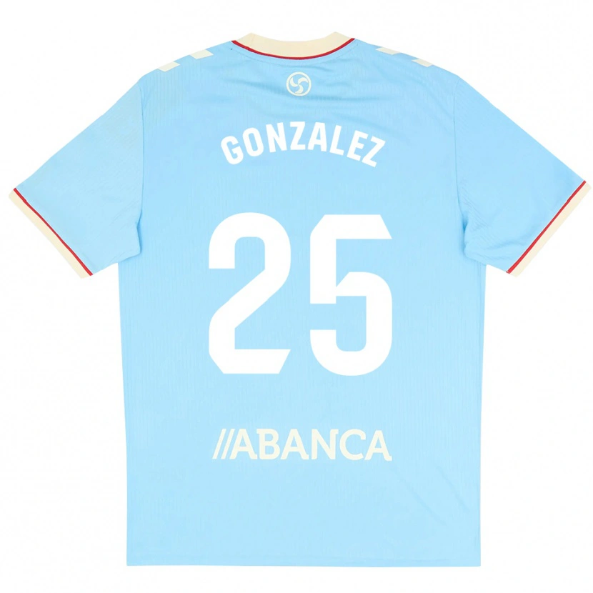 Danxen Hombre Camiseta Marcos González #25 Azul Cielo Blanco Rojo 1ª Equipación 2026/27 La Camisa