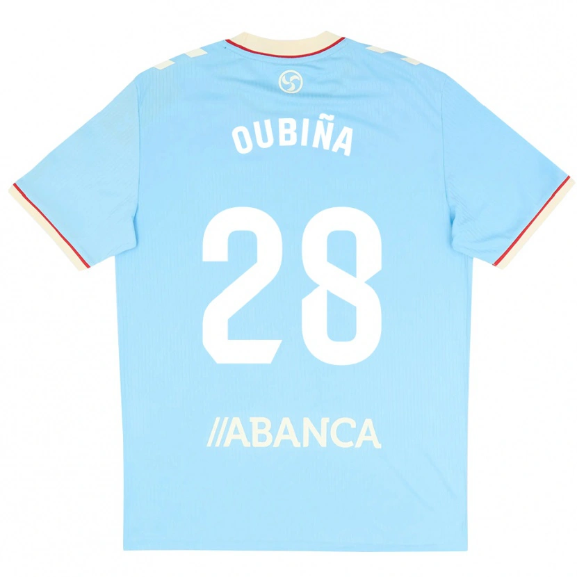 Danxen Hombre Camiseta Jimena Oubiña #28 Azul Cielo Blanco Rojo 1ª Equipación 2026/27 La Camisa
