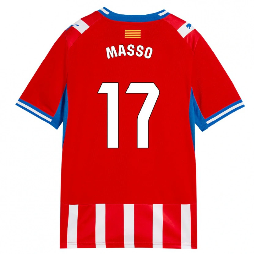 Danxen Hombre Camiseta Ainoa Massó #17 Rojo Blanco Azul Cielo 1ª Equipación 2026/27 La Camisa