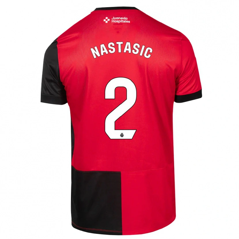 Danxen Hombre Camiseta Matija Nastasic #2 Negro Rojo Blanco 1ª Equipación 2026/27 La Camisa