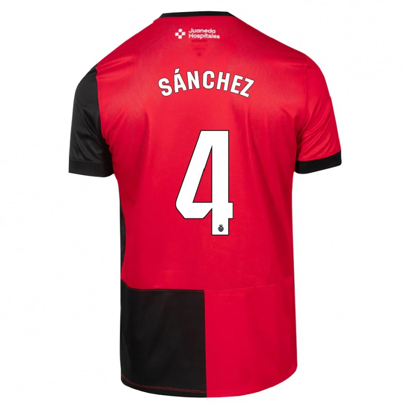 Danxen Hombre Camiseta Leo Sánchez #4 Negro Rojo Blanco 1ª Equipación 2026/27 La Camisa
