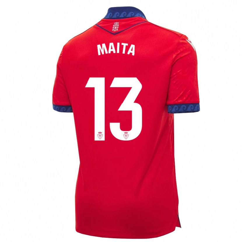 Danxen Hombre Camiseta Maitane Zalba Irañeta #13 Rojo Azul Marino Blanco 1ª Equipación 2026/27 La Camisa
