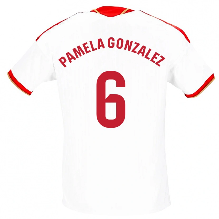 Danxen Hombre Camiseta Cinthia Pamela González Medina #6 Blanco Rojo 1ª Equipación 2026/27 La Camisa