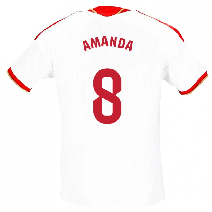 Danxen Hombre Camiseta Amanda Sampedro Bustos #8 Blanco Rojo 1ª Equipación 2026/27 La Camisa