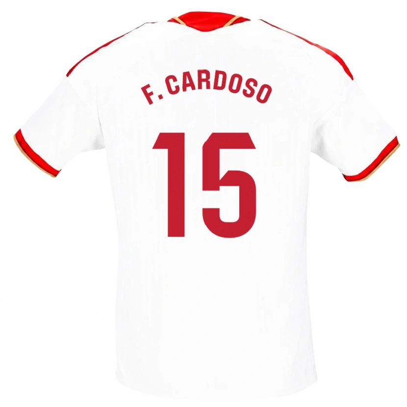 Danxen Hombre Camiseta Fábio Cardoso #15 Blanco Rojo 1ª Equipación 2026/27 La Camisa