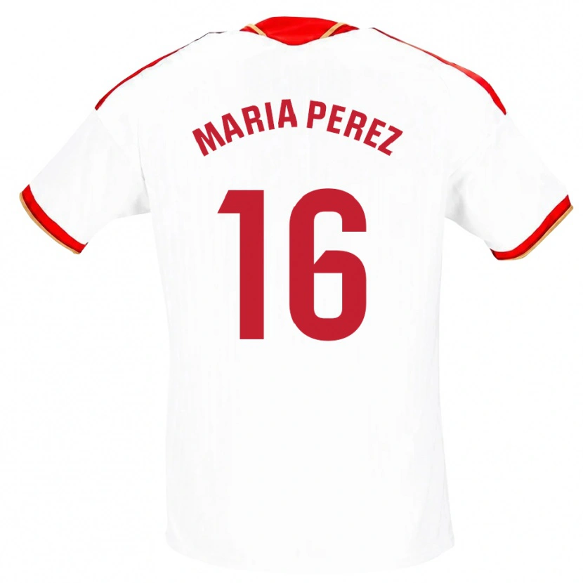 Danxen Hombre Camiseta María Pérez Rabaza #16 Blanco Rojo 1ª Equipación 2026/27 La Camisa