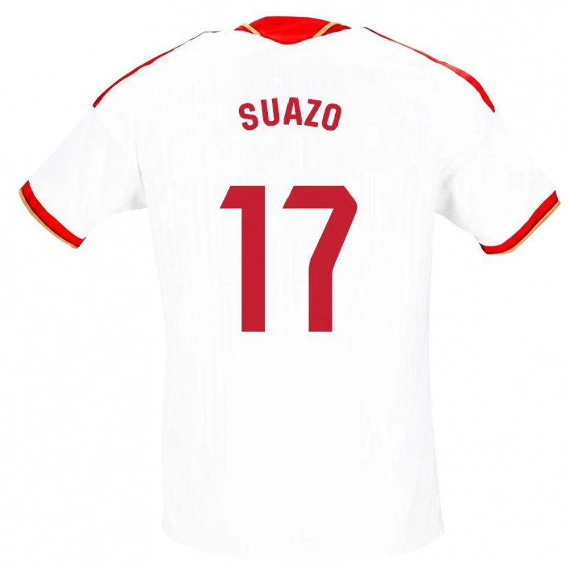 Danxen Hombre Camiseta Gabriel Suazo #17 Blanco Rojo 1ª Equipación 2026/27 La Camisa