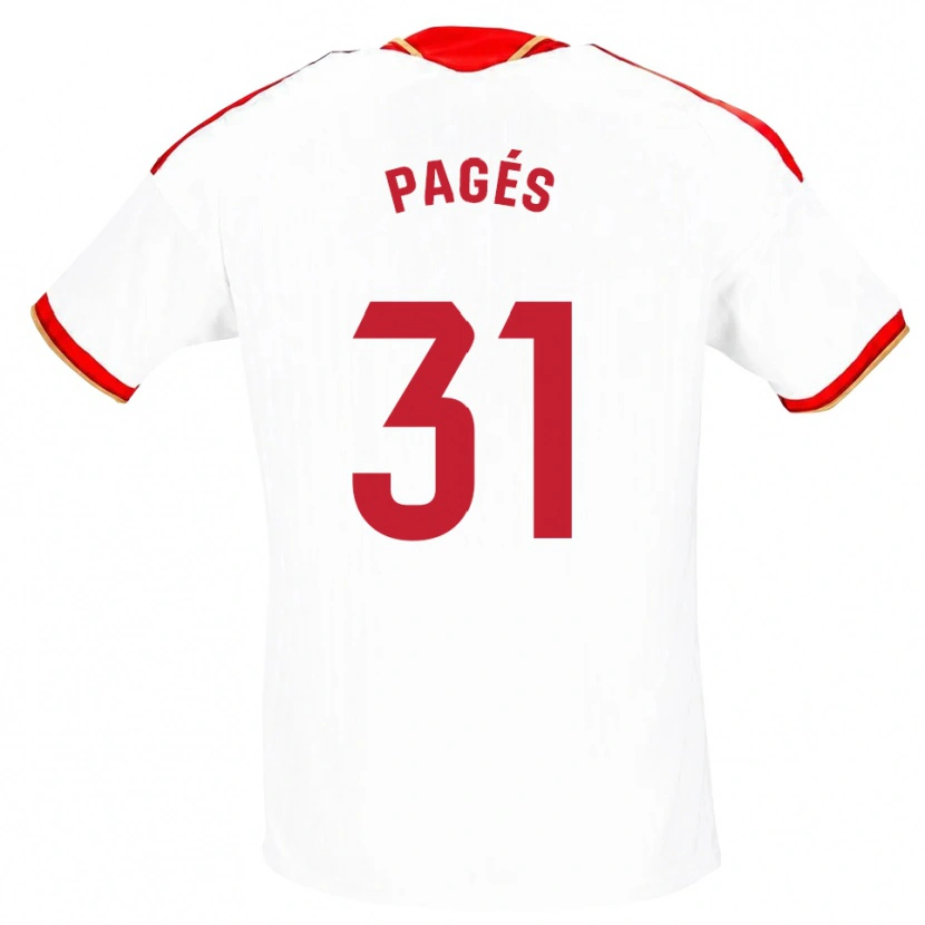 Danxen Hombre Camiseta Lukas Pagés #31 Blanco Rojo 1ª Equipación 2026/27 La Camisa