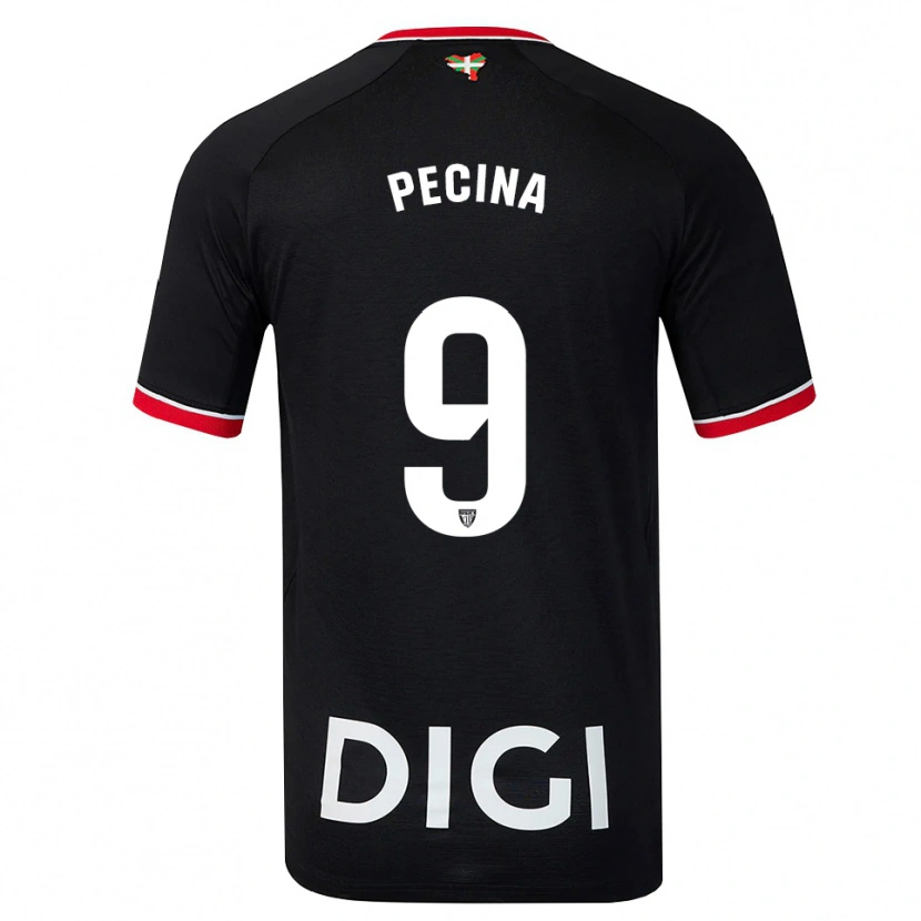 Danxen Hombre Camiseta Ander Peciña #9 Negro Blanco Rojo 2ª Equipación 2026/27 La Camisa