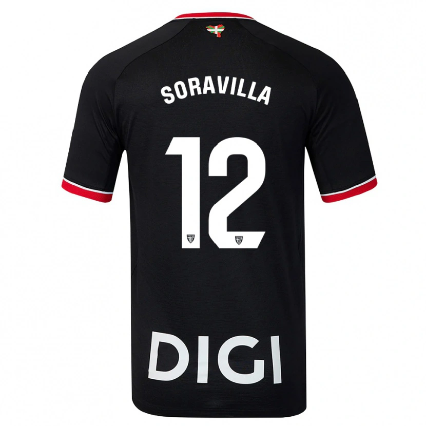 Danxen Hombre Camiseta Ander Soravilla #12 Negro Blanco Rojo 2ª Equipación 2026/27 La Camisa