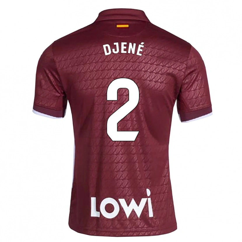 Danxen Hombre Camiseta Dakonam Djené #2 Rojo Oscuro Blanco 2ª Equipación 2026/27 La Camisa