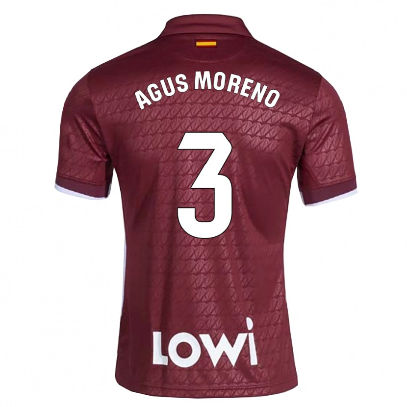 Danxen Hombre Camiseta Agus Moreno #3 Rojo Oscuro Blanco 2ª Equipación 2026/27 La Camisa