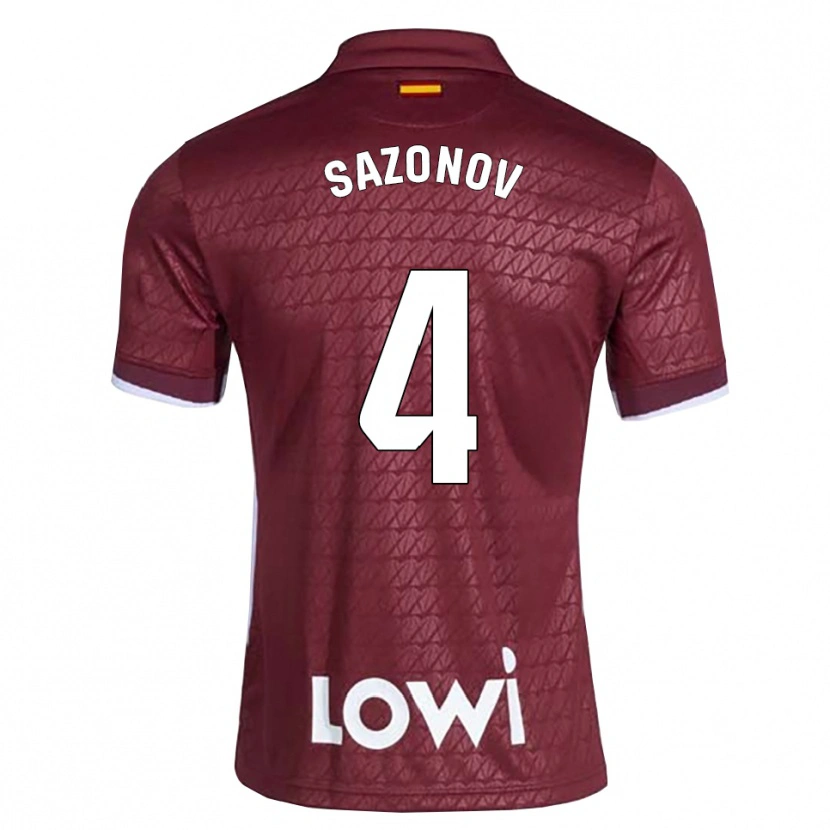 Danxen Hombre Camiseta Saba Sazonov #4 Rojo Oscuro Blanco 2ª Equipación 2026/27 La Camisa