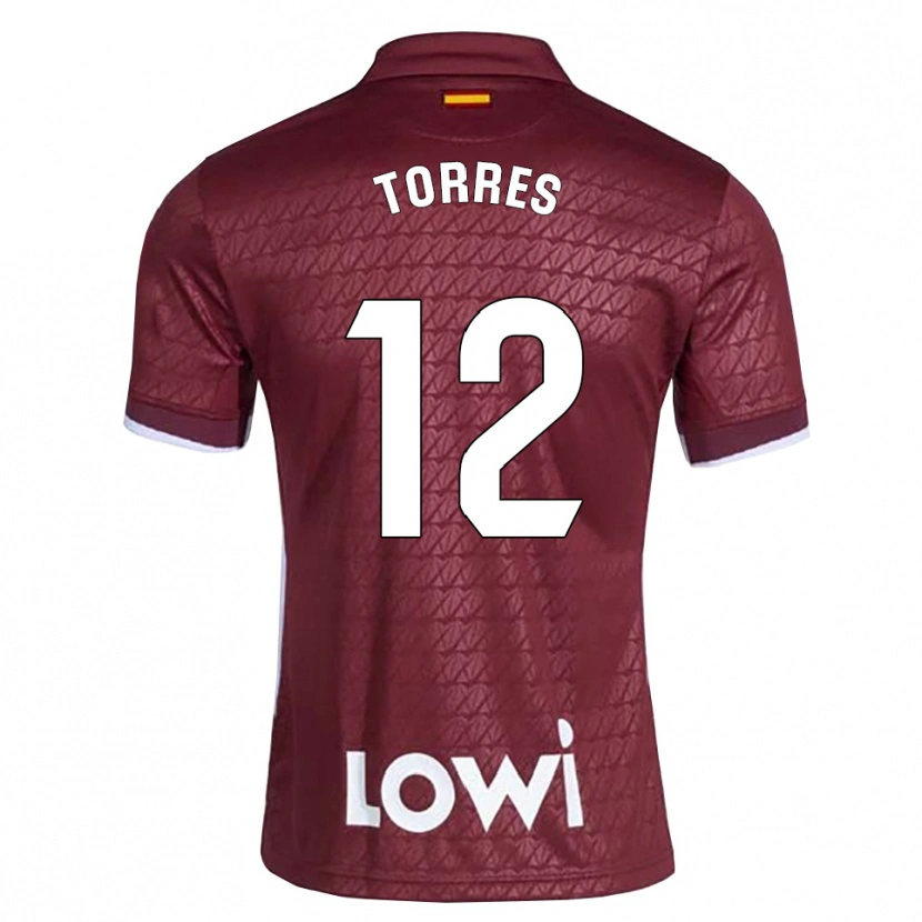 Danxen Hombre Camiseta Rubén Torres #12 Rojo Oscuro Blanco 2ª Equipación 2026/27 La Camisa