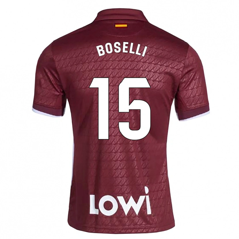 Danxen Hombre Camiseta Sebastián Boselli #15 Rojo Oscuro Blanco 2ª Equipación 2026/27 La Camisa