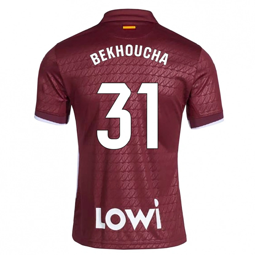 Danxen Hombre Camiseta Ismael Bekhoucha #31 Rojo Oscuro Blanco 2ª Equipación 2026/27 La Camisa