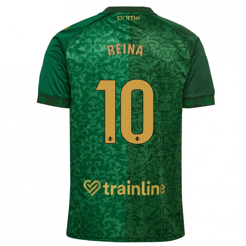 Danxen Hombre Camiseta Carlos Reina #10 Verde Bosque Dorado Oscuro 2ª Equipación 2026/27 La Camisa