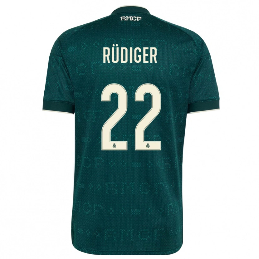 Danxen Hombre Camiseta Antonio Rüdiger #22 Gris Pizarra Oscuro Blanco 2ª Equipación 2026/27 La Camisa