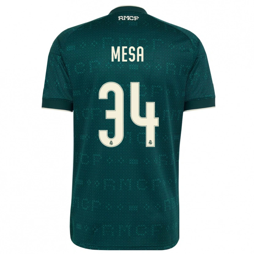 Danxen Hombre Camiseta Óscar Mesa #34 Gris Pizarra Oscuro Blanco 2ª Equipación 2026/27 La Camisa