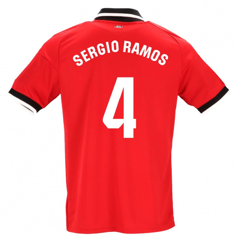 Danxen Hombre Camiseta Sergio Ramos #4 Negro Blanco Rojo 2ª Equipación 2026/27 La Camisa