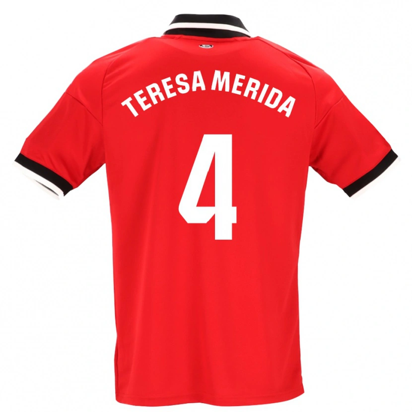 Danxen Hombre Camiseta Teresa Merida #4 Negro Blanco Rojo 2ª Equipación 2026/27 La Camisa