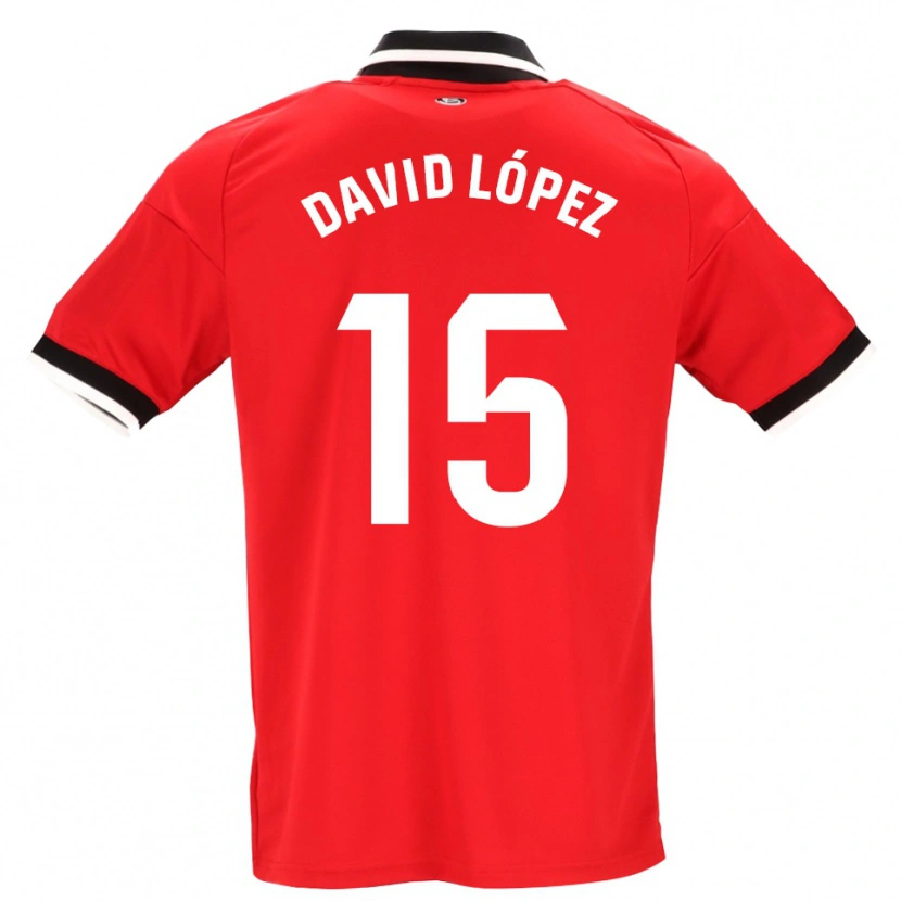 Danxen Hombre Camiseta David López #15 Negro Blanco Rojo 2ª Equipación 2026/27 La Camisa