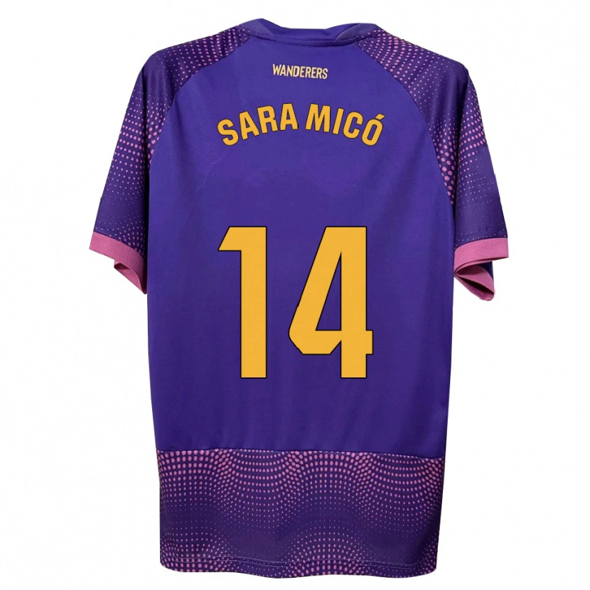 Danxen Hombre Camiseta Sara Micó #14 Morado Blanco Rosa 2ª Equipación 2026/27 La Camisa
