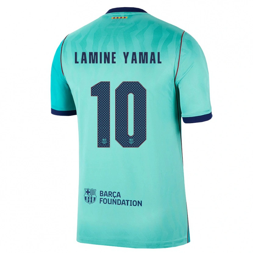Danxen Hombre Camiseta Lamine Yamal #10 Aqua Turquesa Oscuro Azul Real Equipación Tercera 2026/27 La Camisa