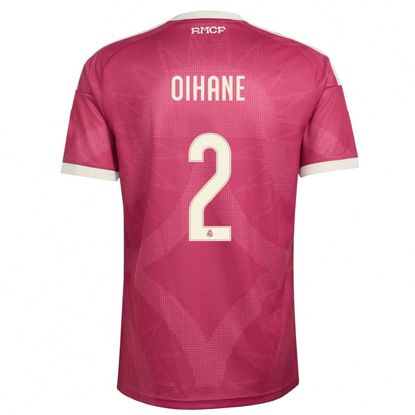 Danxen Hombre Camiseta Oihane Hernández #2 Rojo Violeta Pálido Blanco Equipación Tercera 2026/27 La Camisa