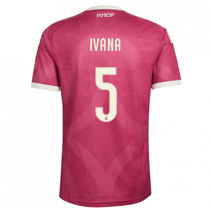 Danxen Hombre Camiseta Ivana Andres #5 Rojo Violeta Pálido Blanco Equipación Tercera 2026/27 La Camisa