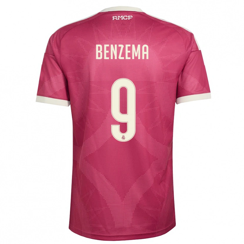 Danxen Hombre Camiseta Karim Benzema #9 Rojo Violeta Pálido Blanco Equipación Tercera 2026/27 La Camisa