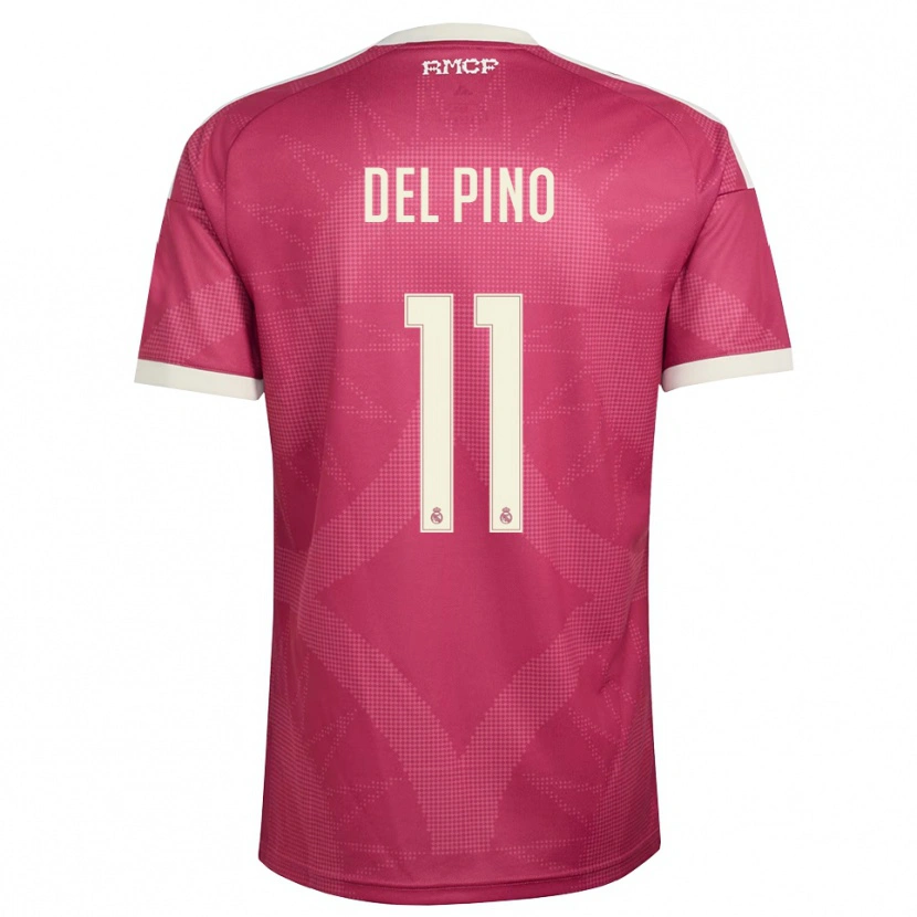 Danxen Hombre Camiseta Santiago Del Pino #11 Rojo Violeta Pálido Blanco Equipación Tercera 2026/27 La Camisa
