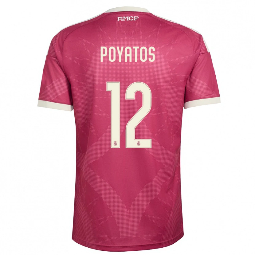 Danxen Hombre Camiseta Marco Poyatos #12 Rojo Violeta Pálido Blanco Equipación Tercera 2026/27 La Camisa