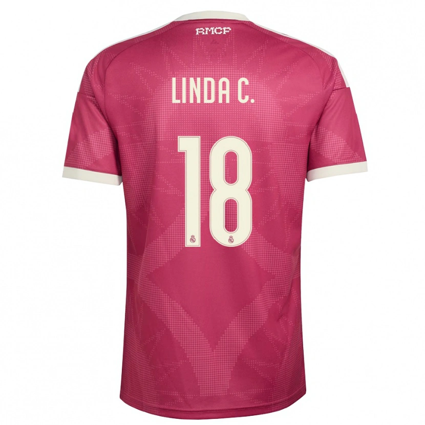 Danxen Hombre Camiseta Linda Caicedo #18 Rojo Violeta Pálido Blanco Equipación Tercera 2026/27 La Camisa