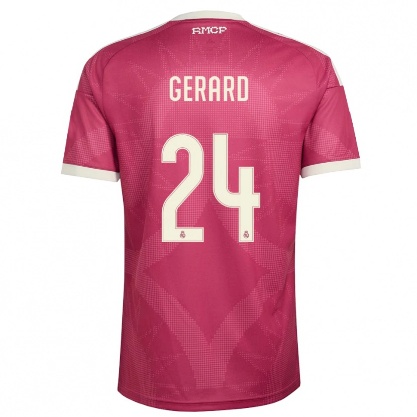 Danxen Hombre Camiseta Meline Gerard #24 Rojo Violeta Pálido Blanco Equipación Tercera 2026/27 La Camisa